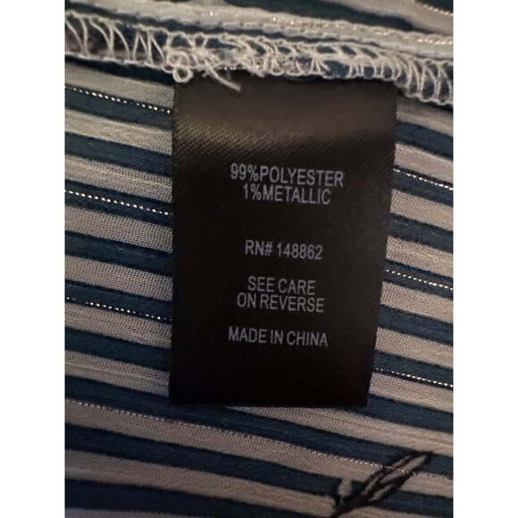 Torrid Harper Navy Stripe Floral Printed Button-Down Blouse Size 5 Polyester Ble - Picture 4 of 5